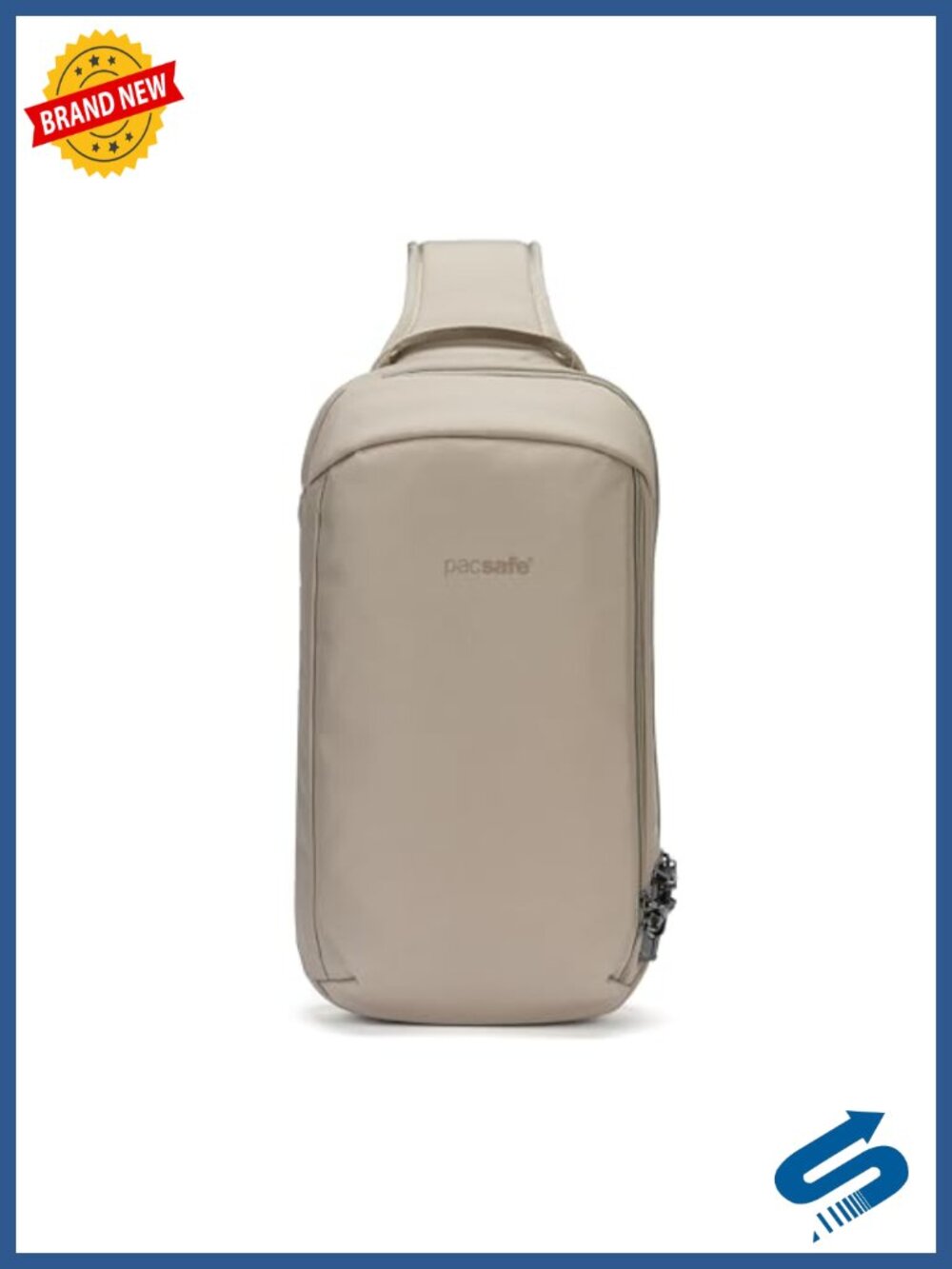 Lockable Cut Resistant Anti Theft Sling Bag, Recycled Polyester, Fits 13" Laptop